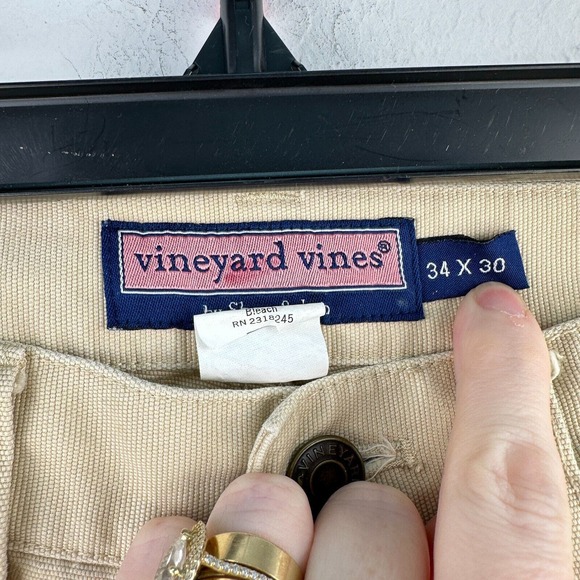 Vineyard Vines Chino Pants Mens 34x30 Tan 100% Cotton Straight Leg Mid Rise - Picture 9 of 10
